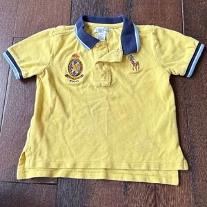 Ralph Lauren baby boy polo shirt size 24 months big pony emblem yellow blue prep